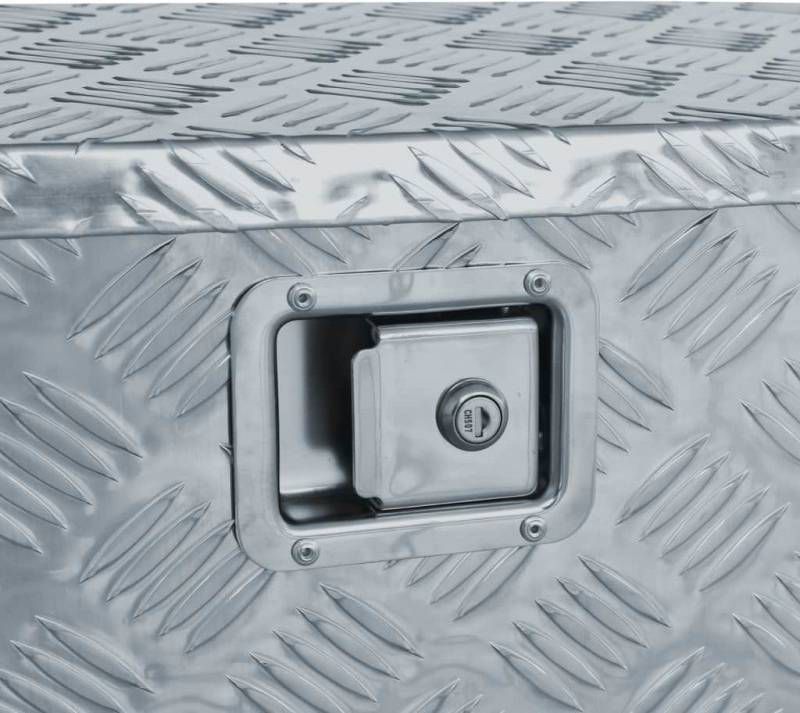 VIDAXL Aluminium kist trapezo&#xEF, de 70x24x42 cm zilverkleurig online kopen