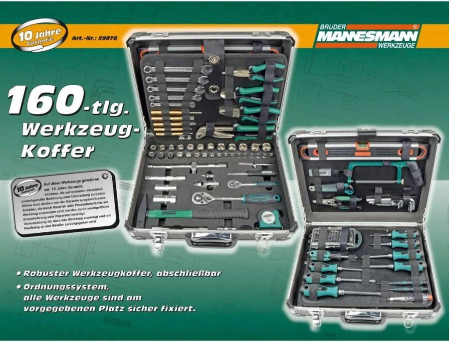 Brüder Mannesmann Werkzeuge Gereedschapsset met draagkoffer(160 stuks ) | Werkzeug-Sets